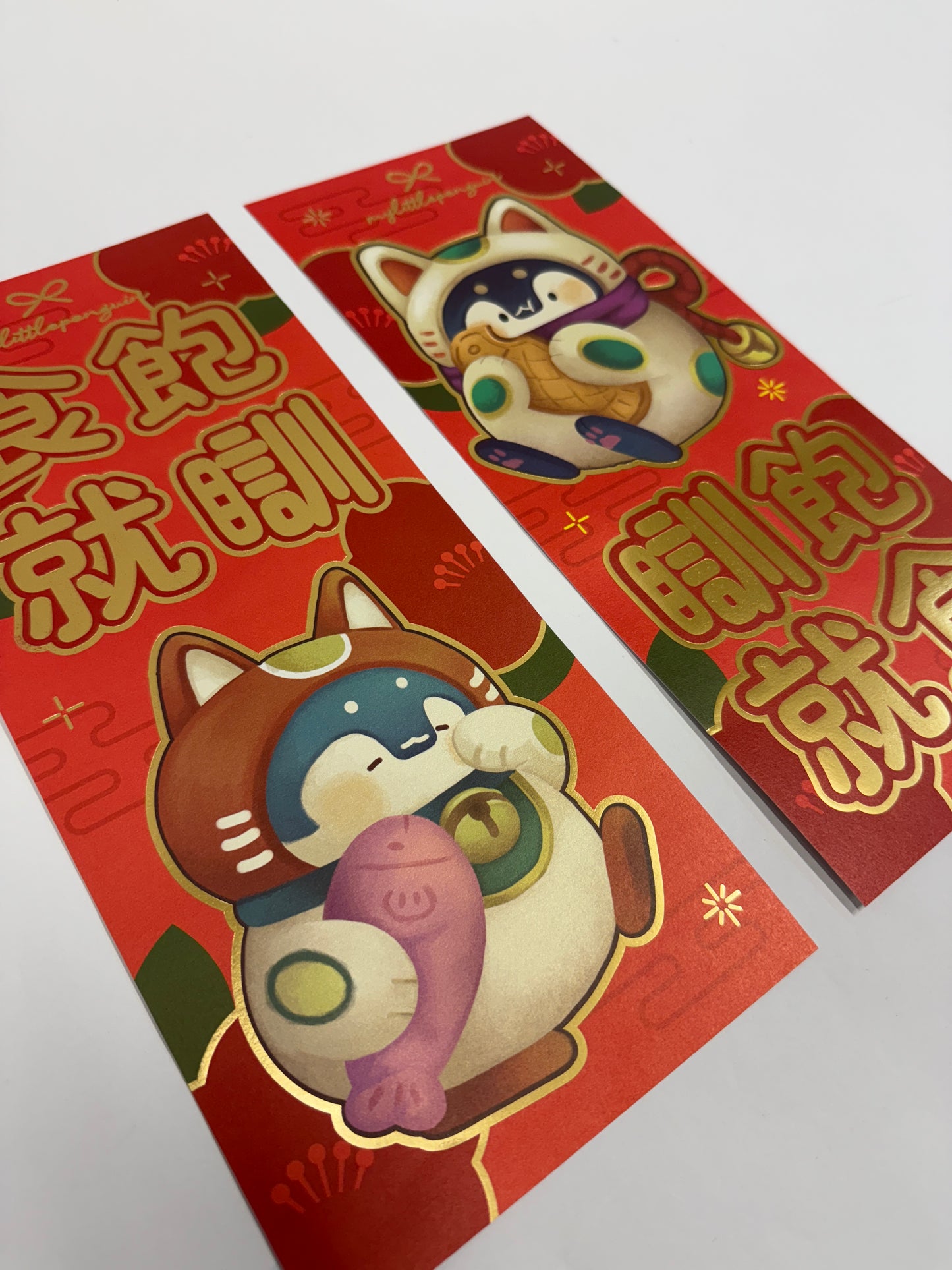 Lucky meow！招福小企鵝 ｜燙金對聯